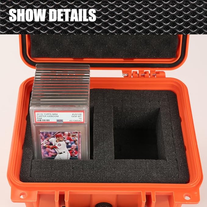 G-PLUS Graded Card Storage Box Compatible with BGS PSA SGC FGS Weatherproof Graded Sports Trading Cards(Small, Orange) - Image 5
