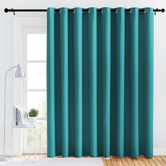 NICETOWN Bedroom Blackout Curtain Panel - (120 inches by 102 inch, Peacock Teal, 1 PC) Energy Saving Thermal Insulated Grommet Blackout Drapery for Patio, Room Divider Curtain by NICETOWN