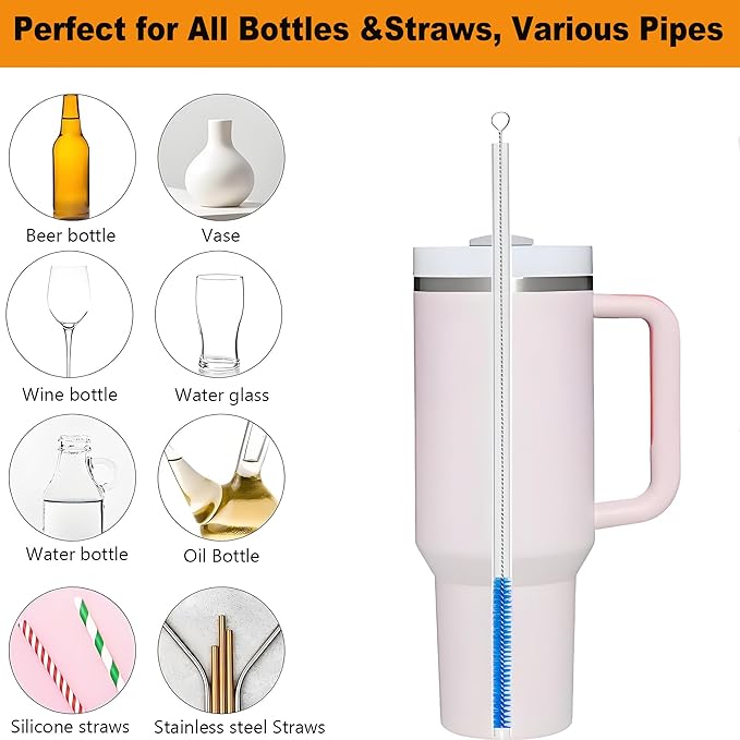 Milk Foamer Hose Brush, Long Thin Nylon Tube Cleaning Brushes Ideal for Espresso & Coffee Machine Attachments,Stainless Steel Straw Cleaning Brushes Test Tube 11.8 Inch Long and Flexible Handle - Image 2
