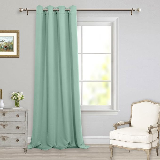 MYSKY HOME Blackout Curtains for Living Room, Grommet 108 Inch Long Room Darkening Curtain for Bedroom, Thermal Insulated Sliding Door Curtains, 1 Curtain Panel, 52 x 108 Inch, Aqua - Image 7