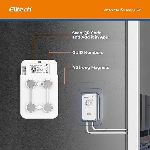 Elitech 2.4GHz/5GHz WiFi Real-Time Temperature Humidity Monitor, Dual Channel Remote Data Logger, Cloud Data Storage, SMS/Email/APP/Web Alarm, Warehouse, Pharmacy, RCW-360Pro-W-DC-5Pack - Image 4