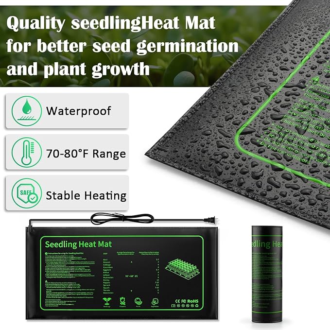 4-Pack 1020 Seed Starter Trays with 7.3'' Humidity Domes & 2-Pack Heat Mats – Heavy-Duty Seedling Trays with Adjustable Domes & Waterproof Heating Mats for Optimal Germination & Cloning Propagation - Image 2