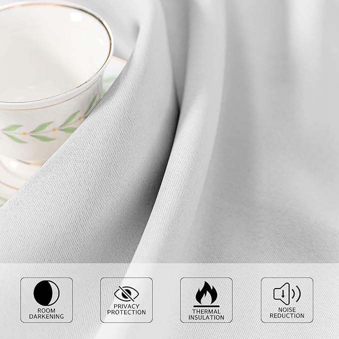 MYSKY HOME White Door Curtains Blackout Curtains for Living Room Doorway Closet Curtains Grommet Thermal Insulated Room Darkening Window Drapes for Bedroom, 1 Curtain Panel, 34 x 80 in, Greyish White - Image 5