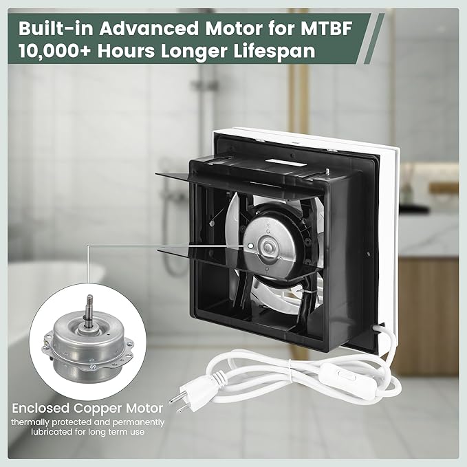 6" Shutter Exhaust Fan, 258CFM Window or Wall Mount Ventilation Fan for Greenhouse, Attic, Garage, Bathroom, Kitchen - Image 6