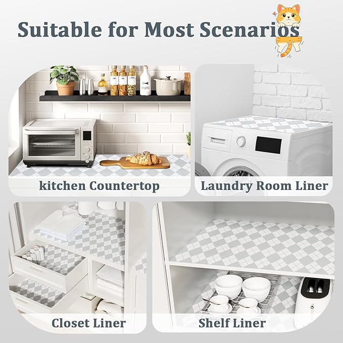 Shelf Liner for Kitchen Cabinets 24" x 360" Non-Adhesive Non-Slip Drawer Liners for Dresser, Waterproof Washable Paper, Durable Protector Mat for Pantry Shelves Cupboards, Light Grey - Image 8