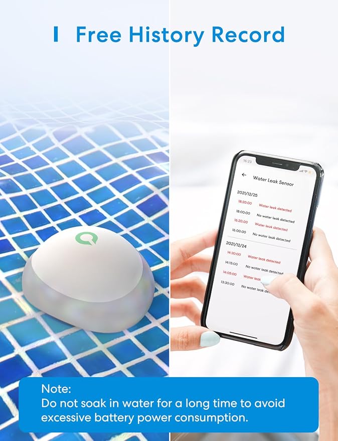 Meross Smart Water Sensor Alarm 3 Pack, WiFi Water Leak Detector Support Apple HomeKit, SmartThings, IP67 Waterproof with App Alerts, Alarm, 100M Range for Home Basement Kitchen (Meross Hub Included) - Image 8