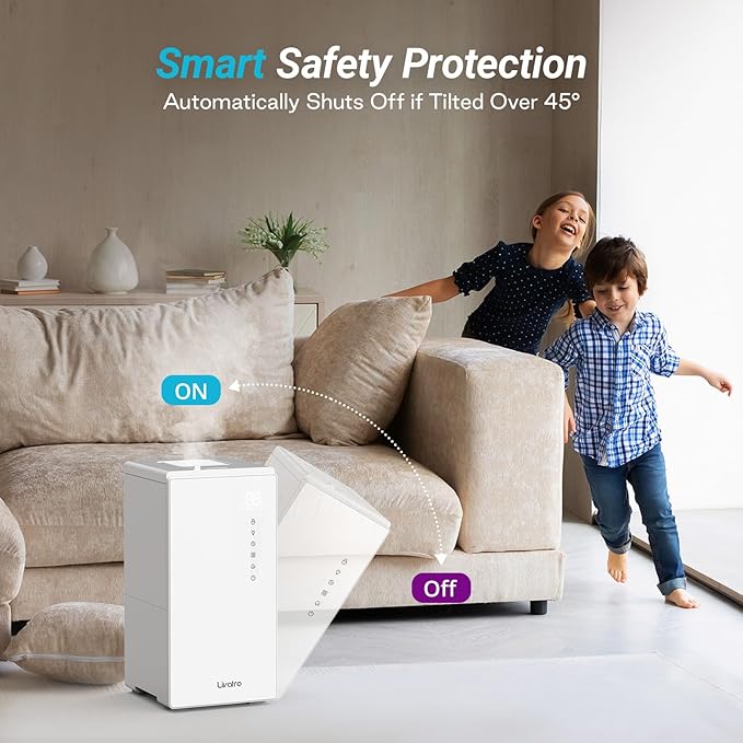 6L Stainless Steel Warm Mist Humidifier with Easy Clean and Warm Steam Function, Healthy Air Mist Humidifiers for Bedroom Living Room, with Sleep Mode and Auto-off Setting - Image 9