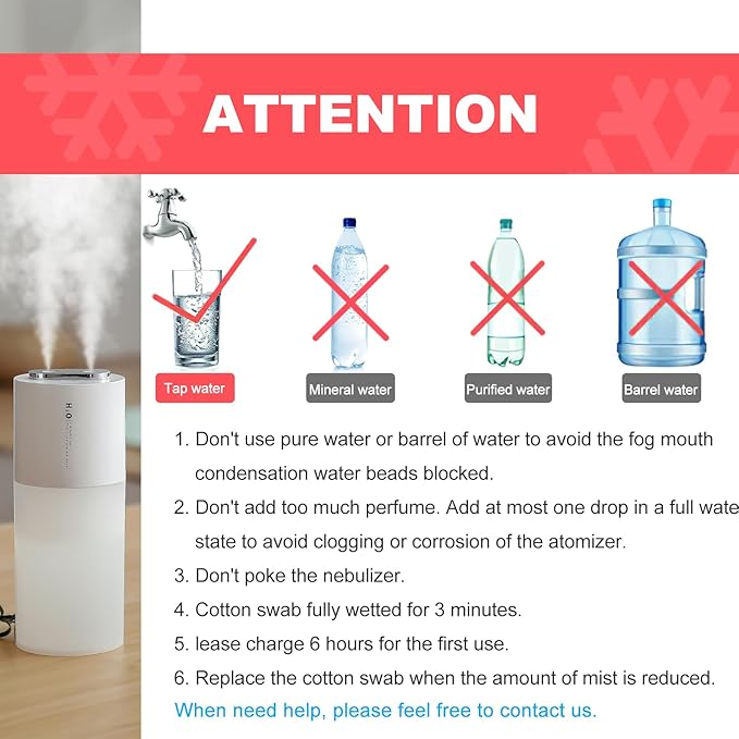 Dual-spray 400ml Mini Humidifier for Desk - Portable Rechargeable Personal Desktop Humidifiers for Office Car Travel Plants Bedroom Baby, Auto Shut-Off, 2 Mist Modes, Super Quiet, White - Image 2