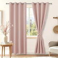 Hiasan Blackout Curtains for Bedroom, 52 x 84 Inches Long - Thermal Insulated Light Blocking Window Curtains for Living Room, 2 Drape Panels Sewn with Tiebacks, Blush by Hiasan