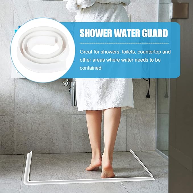 LIFKOME 2m Bathroom Strip Kitchen Desktop Strip Shower Water Blocker Edge Guard Soft Hands Easy to Install - Image 5