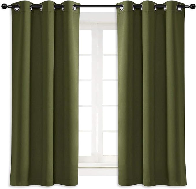NICETOWN Blackout Curtain Blind for Bedroom, Single Panel, W42 x L54 inches, Olive Green, Thermal Insulated Grommet Blackout Room Darkening Drape/Drapery by NICETOWN