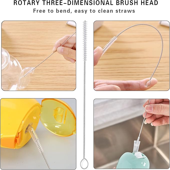 16PCS Versatile Scrubber Brush- Multipurpose Bottle Gap Brush 3 in 1 Cup Lid Cleaning Brush- Long Silicon Water Bottle Cleaner Brush- Gas Burners Stove Top Cleaner Brush- Spoon Straws Cleaning Brush - Image 7