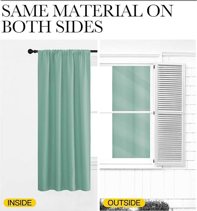 NICETOWN 2 Panels Blackout Curtains, Rod Pocket Thermal Insulated Drapes for Kitchen, Heavy Duty Small Window Treatment for Dorm Room, Studio Apartment, Basement (Aqua, W42 x L30) - Image 3