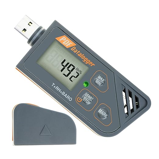 USB Temperature Data Logger Recorder for Temperature Humidity and Atmospheric Pressure, IP65 Waterproof Temperature Logger with PDF and CSV Reports High Accuracy by GAINEXPRESS
