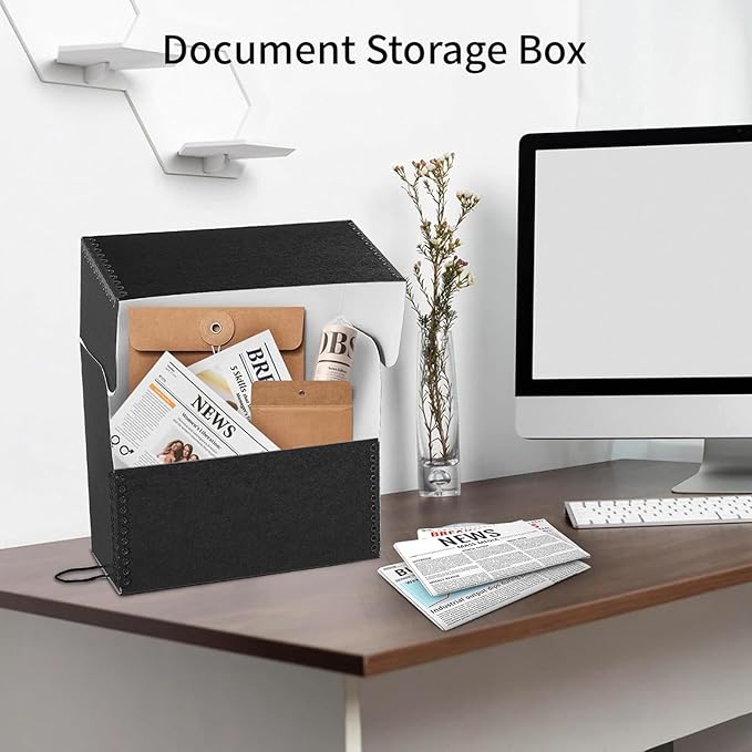 Lineco Archival Document Storage Box with Metal Edge, Acid-Free Black Boxboard, Organize and Store Files, Prints, Photos, Letter-Sized Case 12.5" x 10.5" x 5" Wide, Pack of 2 - Image 6