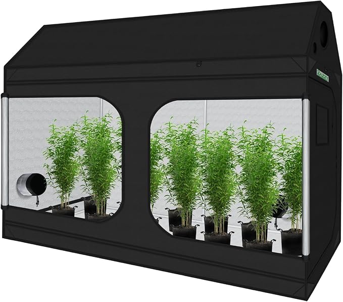 zazzy 4x8 Grow Tent, 96"x48"x72" Roof Cube Indoor Plant Grow Tents with Observation Windows, Lightproof Roof Cube Mylar Hydroponic Growing Tent with Floor Tray Plant Growth by Zazzy