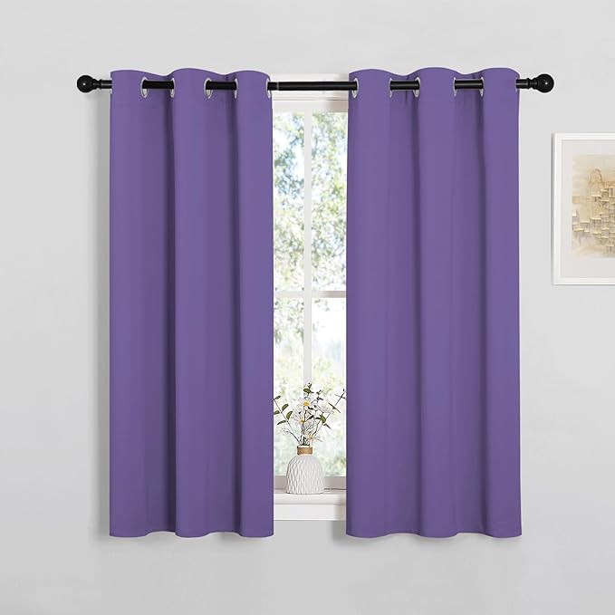 NICETOWN Bedroom Curtain Panels Blackout Draperies, Thermal Insulated Solid Grommet Blackout Curtains/Drapes (Lilac Purple, 1 Pair, 34 by 45-inch) by NICETOWN
