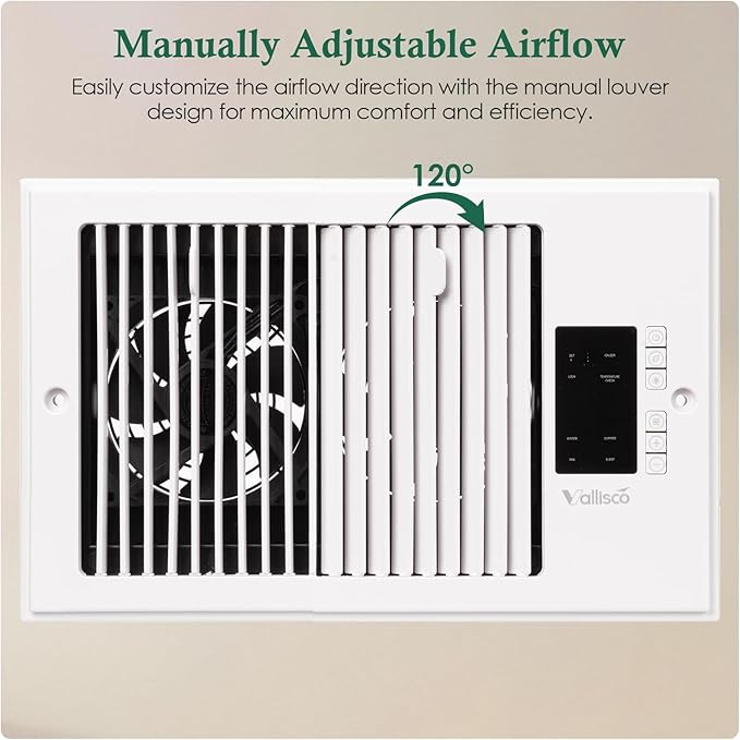 Register Booster Fan 6" x 10" with Negative Ion, Manual Airflow Direction Control, Quiet 10-Speed Heating Cooling AC Vent Fan with Remote & Thermostat Control for Wall Floor, White - Image 2