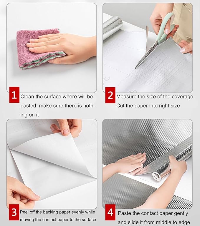 Kitchen Wallpaper Oil Proof Sticker Aluminum Foil Backsplash Self-Adhesive Contact Paper Cabinet Liner Waterproof and Heat Resistant Peel and Stick Wallpaper(15.7X394 Inches) - Image 4