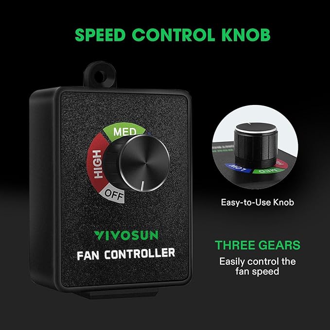 VIVOSUN Variable Speed Controller Cordless Vent Blower Speed Adjuster for Inline Duct Exhaust Fan - Image 2