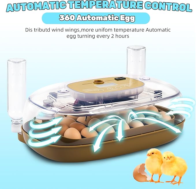Incubators for Hatching Eggs,24 Egg Incubator with Automatic Egg Turning and Humidity Control,Egg Candler,Air Vent,360° Viewing for Chicken,Duck Eggs,Ideal for Farm,Classroom,Home Use - Image 5
