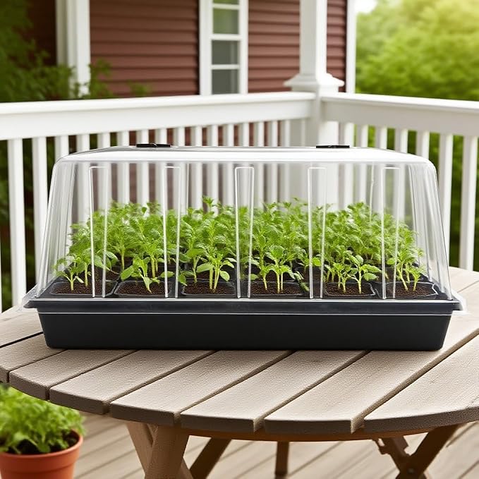 4-Pack 1020 Seed Starter Trays with 7.3'' Humidity Domes & 2-Pack Heat Mats – Heavy-Duty Seedling Trays with Adjustable Domes & Waterproof Heating Mats for Optimal Germination & Cloning Propagation - Image 6