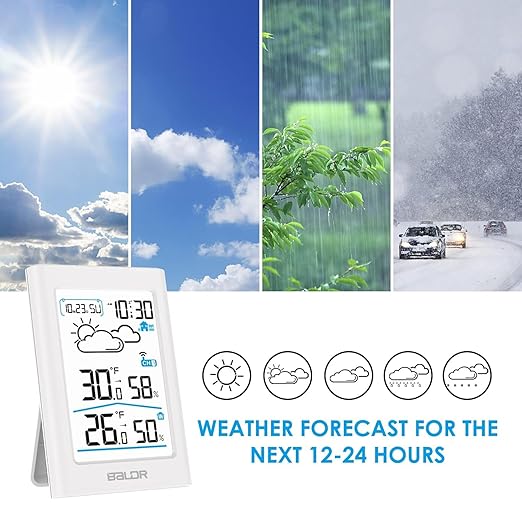 BALDR Indoor Outdoor Thermometer Wireless with Clock, Battery Powered Weather Station Indoor Outdoor, Portable Outside Temperature Monitor for Home Patio - Image 7