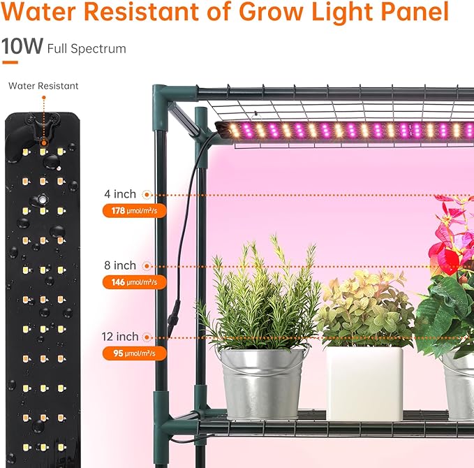 Bstrip Walk In Greenhouse, Indoor Greenhouse with Grow Lights, Mini Indoor Greenhouse with Roll-Up Zipper Entry Door and PVC Cover, Dimmable 2FT 120W Plant Light with Timer (56.3"W X 56.3"L X 76.8"H ) - Image 6
