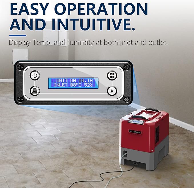ALORAIR LGR Commercial Dehumidifier with Pump Drain Hose, 180 Pint Large Capacity Crawl Space Dehumidifier for Water Damage Restoration, Basements Warehouse & Job Sites, 5 Years Limited Warranty, Red - Image 3