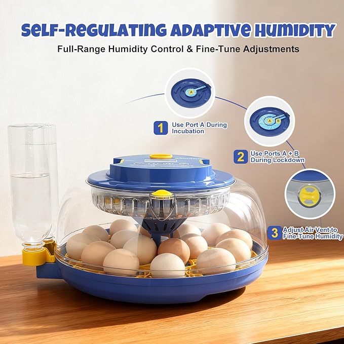Advanced 18-Egg Incubator for Hobbyists, Dual-Size Egg Trays, Multi-Level Adaptive Humidity & Temp Control, Custom Incubation Days, Auto Turning & Auto Stop, Integrated Digital Display, Candler - Image 4