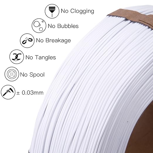Inland V2 PLA PRO (PLA+) 3D Printer Filament Refill, 1.75mm Spooless Filament, Dimensional Accuracy +/- 0.03mm, 1KG (2.2lbs) White Refill for Inland Reusable Spools, Bambu Lab Compatible - Image 3