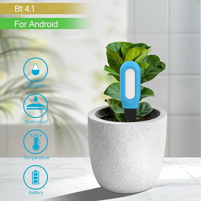 Yunseity Soil Meter, Smart Soil Tester with Real Time Monitoring for Indoor Plants, Humidity Temperature Alarm and Low Battery Alert (SGS01) - Image 8