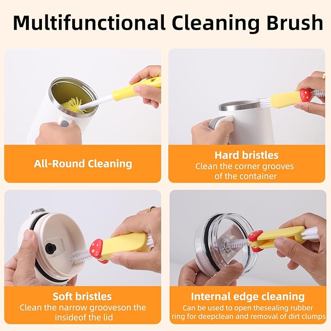 3 Pack Cleaner Brush Kit for Stanley, Bottle Cleaner Brush Set with Straw Brush Cleaner and Cup Lid Cleaning Brush for Stanley Cup, Tumbler Cups, Drinking Glass (Yellow) - Image 3