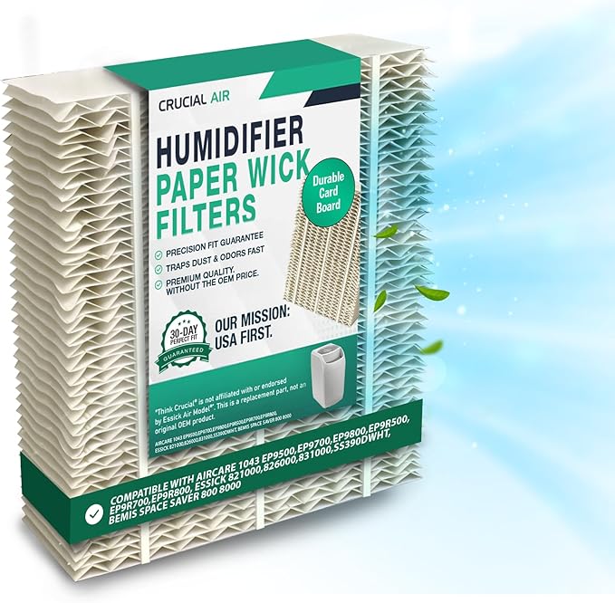 1 Replacement Humidifier Paper Wick Filter Compatible with Aircare Part # 1043 & Models EP9500,EP9700,EP9800,EP9R500,EP9R700,EP9R800 - Essick: 821000,826000,831000,SS390DWHT -by Think Crucial (1 Pack) by ThinkCrucial