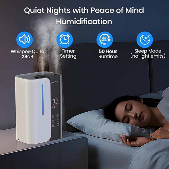 Cool Mist Humidifiers for Bedroom and Plants & Baby, Top Fill 5L Large Room Smart Humidifier for Home Nursery, 28 dB Quiet 50H Runtime Bedroom humidifier with Essential Oils - Image 4