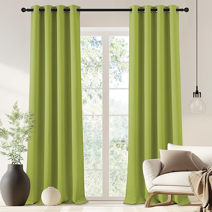 NICETOWN Blackout Curtain for Bedroom 90 inches Long - Window Treatment Thermal Insulated Grommet Room Darkening Drape for Living Room (Fresh Green, 1 Panel, 46 by 90 inches) by NICETOWN