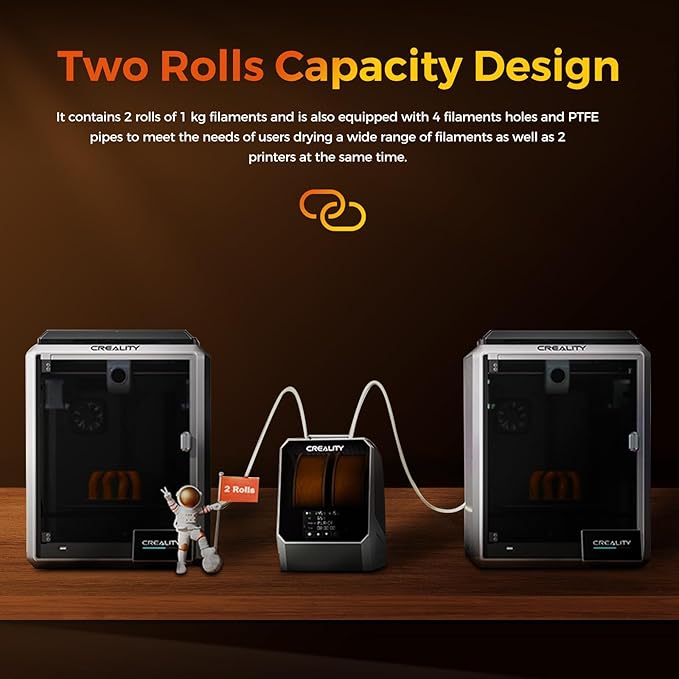 Creality Filament Dryer, Dual-Spool Space Pi Filament Storage Box -Double 360° Heating with 110W PTC Heater LCD Touch Screen One-Key Set Filament,Dehydrator 1.75/2.85/3mm Support PLA PETG ABS TPU - Image 7