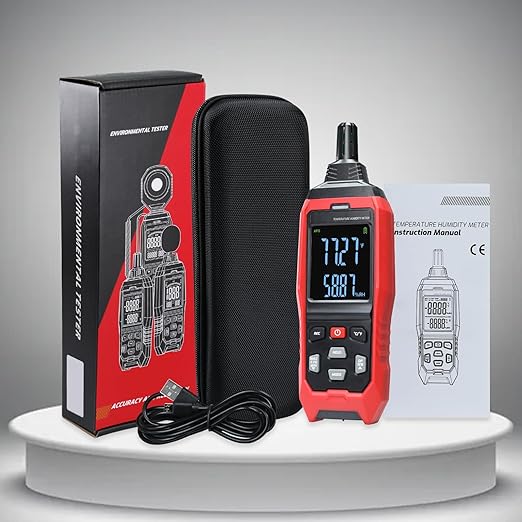 Humidity and Temperature Meter Data Logger Digital Psychrometer HVAC, Wet Bulb Thermometer Record 4000pcs Data and Export, Large LCD Humidity Tester Dew Point Meter with Indicator and Buzzer Alarm - Image 9