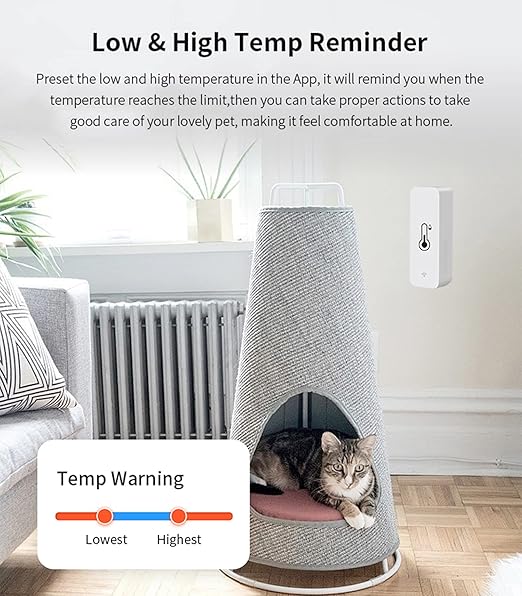 4-Pack WiFi Temperature Humidity Sensor: Indoor Thermometer Hygrometer with App Alert, Free Data Storage Export, Smart Temperature Humidity Monitor for Home Pet Greenhouse, Compatible with Alexa - Image 2