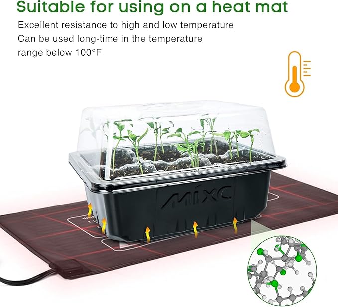MIXC 10 Packs Seed Starter Tray Seed Starter Kit with Humidity Dome (60 Cells Total Tray) Seed Starting Trays Plant Starter Kit and Base Mini Greenhouse Germination Kit - Image 4