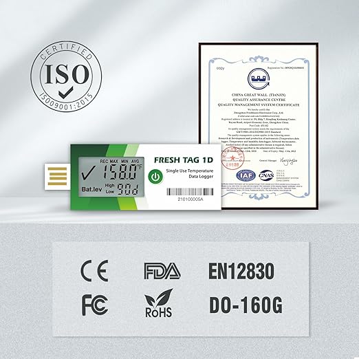 Freshliance Temperature Data Logger with LCD Display, Single Use USB Temperature Recorder with 30000 Points, Auto PDF CSV Report 180Days Cold Chain Transportation Storage, Fresh Tag 1D, 1Pack - Image 9
