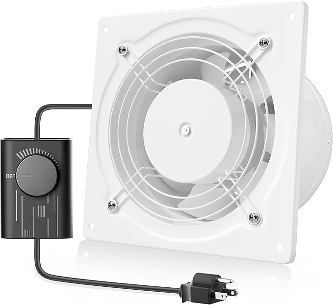 HG Power 6 Inch Exhaust Fan with Speed Controller, 308CFM Wall Exhaust Fanfor Kitchen, Bathroom, Metal Extractor Fan for Pet Room, Smoking Room, Attic, Garage, Window Ventilation by HGPOWER