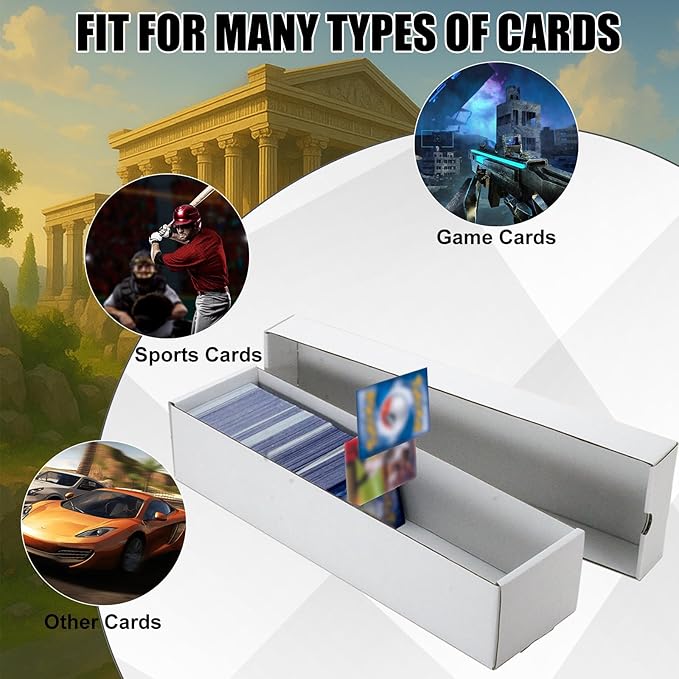 Trading Card Storage Box 6 Pack 1200 count with Lid, White Corrugated Cardboard Sports Card Storage Box for TCG/Magic/Mtg Storage and Collection, Horizontal - Image 3