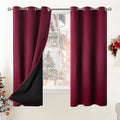 BGment Thermal Insulated 100% Blackout Curtains for Bedroom with Black Liner, Double Layer Full Room Darkening Noise Reducing Grommet Curtain (42 x 63 Inch, Burgundy Red, 2 Panels) by BGment