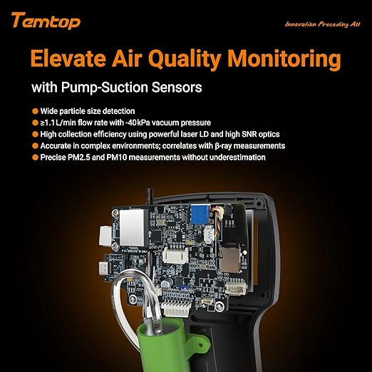 Temtop Handheld Particle Counter 0.3µm, 0.5µm, 1.0µm Particulate Monitor PM2.5, PM10, TSP, Temp & Humidity Detector - Image 4