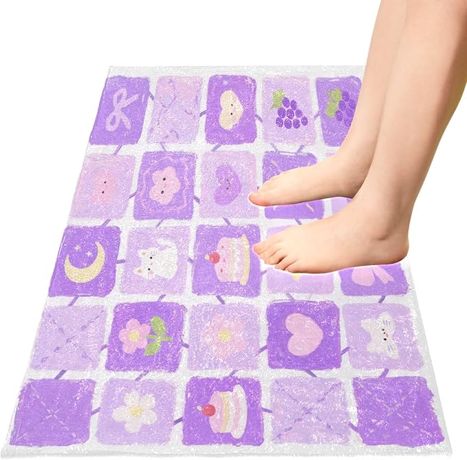 Purple Flower Cake Grid Bath mats for Bathroom Anti-Mold Rugs for Bathroom for Indoor Doormat Accessories Decoration 39 x 20 in de alfombras para ba?o - Image 4