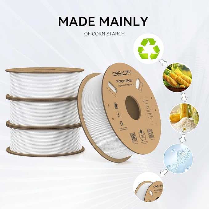 Creality Hyper PLA Filament 1.75mm, 30-600mm/s High Speed 3D Printer Filament, Dimensional Accuracy +/-0.02mm, Fit Most FDM 3D Printers, 4 Pack 1kg Spool(2.2lbs), White - Image 3