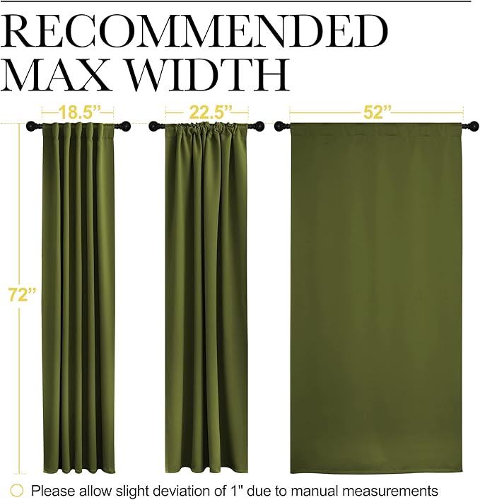 NICETOWN Living Room Blackout Curtains for Christmas Decorations, Olive Green, W52 x L72, 2 Pieces, Decoration Room Darkening Window Blackout Drape Panels - Image 7