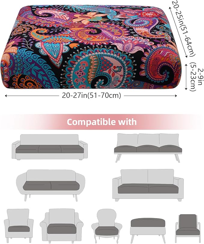 Fuloon Sofa Cushion Covers, Stretch Printed Seat Cushion Cover Couch Seat Slipcovers Washable Furniture Protector for Armchair Loveseat Sofa (Floral Deep-Purple, 3 PCS) - Image 4