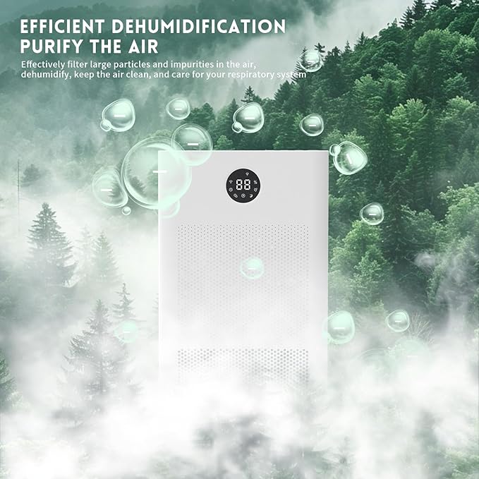 HD022 Rotary Dehumidifier for Bedroom with Drain Hose Ultra Quiet Small Portable Dehumidifiers for Basement Home Bathroom RV Dehumidifiers with Washable Filter Humidity Display Timer Mode - Image 8